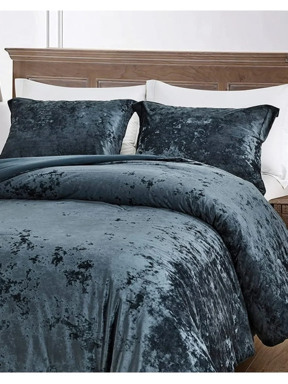 Plush Velvet Comforter Set in Slate Blue king 3 piece comforter set
